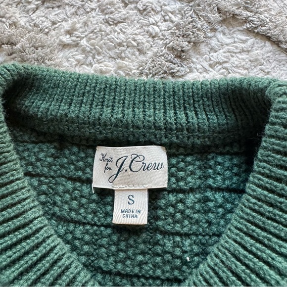 J Crew forest green check knit sweater cotton crewneck size small - Picture 3 of 11